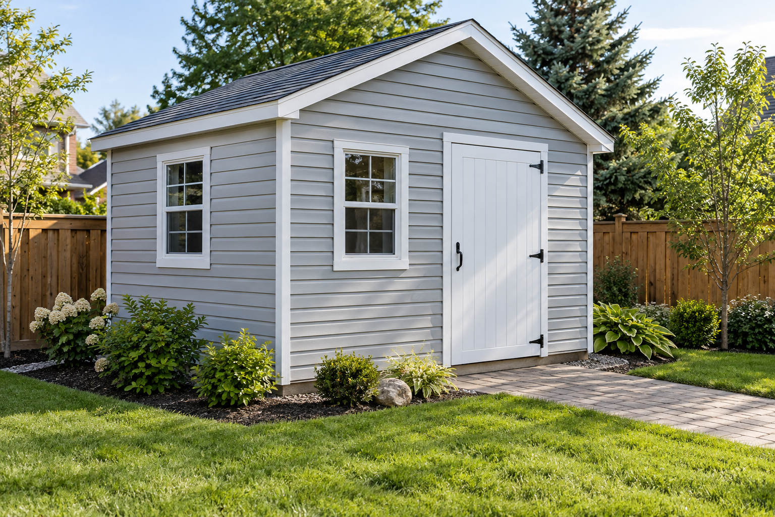 Vinyl siding on a Pot Sheds garden shed